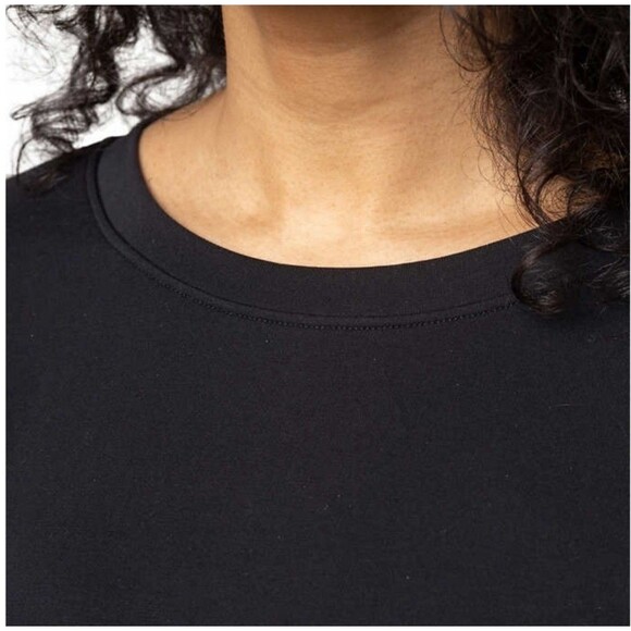 Mondetta Womens M Drop Shoulders Scuba Crewneck Relaxed Sweatshirt Stretch Black - Picture 3 of 8